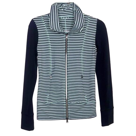 Lululemon Daily Yoga Jacket Mint Green Striped High Neck Zip Up Jacket Size 2 - Picture 4 of 10